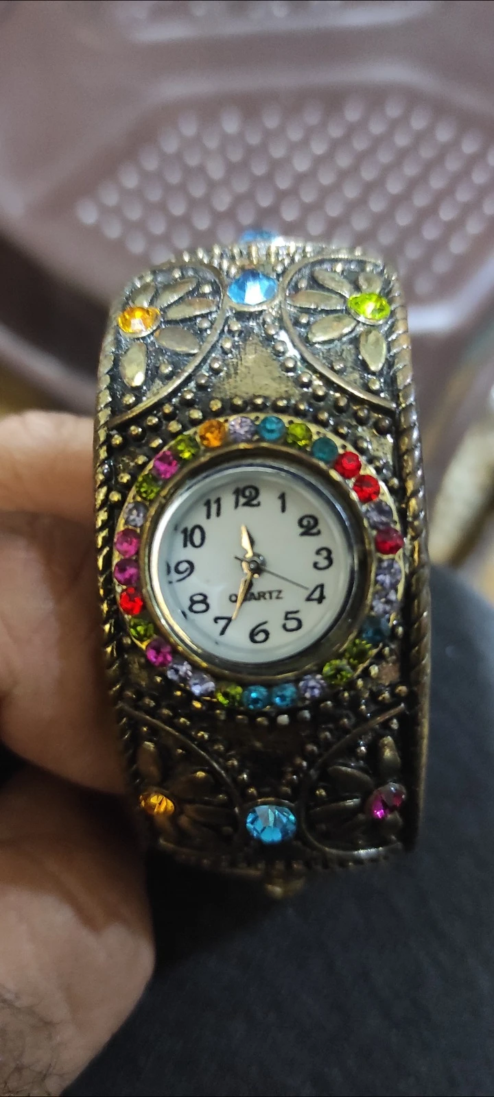 Antique Vintage Luxury Women's Quartz Watch Colored with Beads