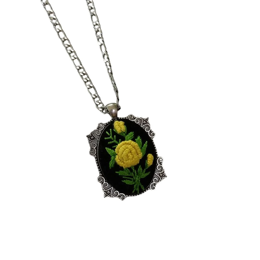 Luxury Satin Embroidered Necklace – Unique Design with Elegant Handmade Touch | 