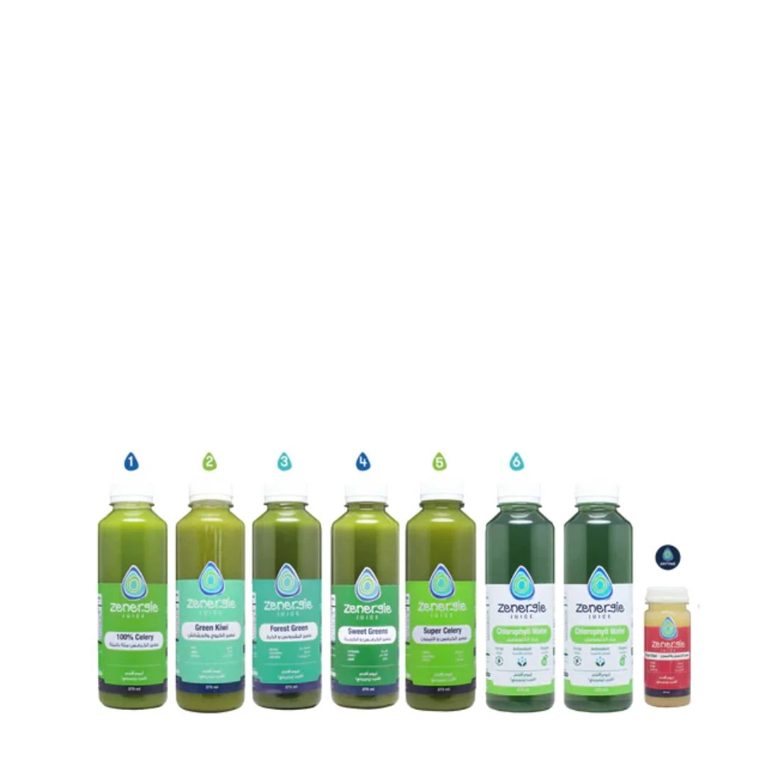 Zenergie 1-Day All Green Detox Juice Cleanse – Low Calorie, Low Sugar, 100% Plan