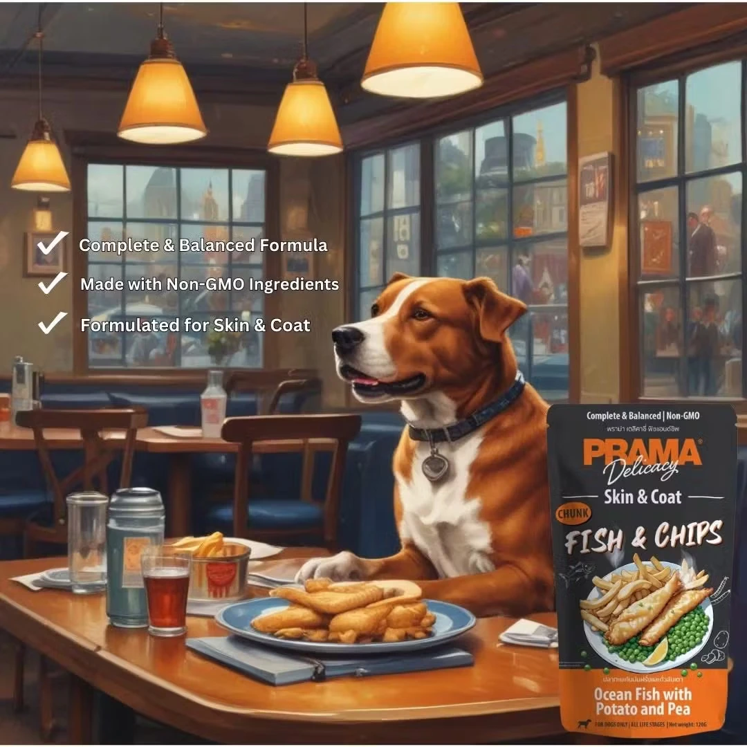 Prama Dog Wet Food 120g Skin and Coat Fish & Chips