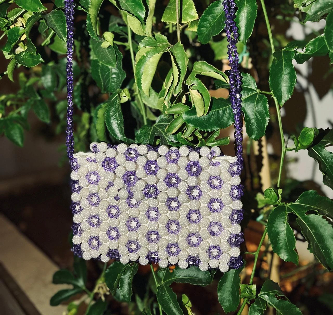 Sugar Crystals Beaded Handbag | Handmade Sparkling Beads | Practical Medium Size