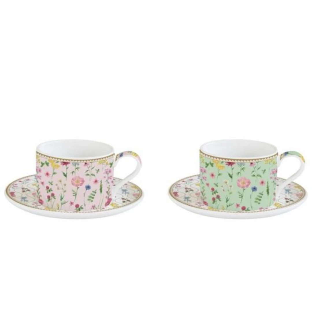 Elegant Tea Cups Set – 2 Cups with Matching Saucers, Perfect for Daily Use and S