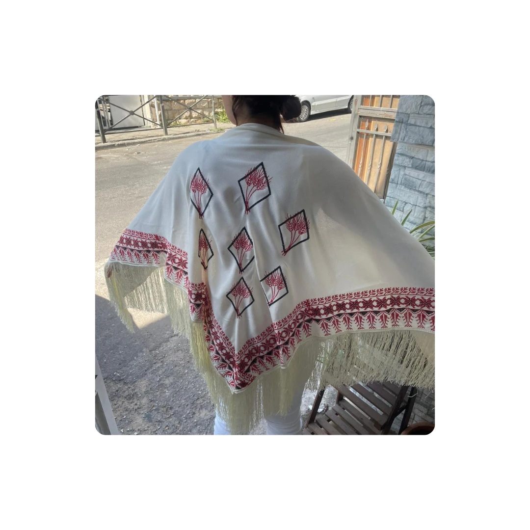 🧵 Hand-Embroidered Palestinian Shawl – Handmade