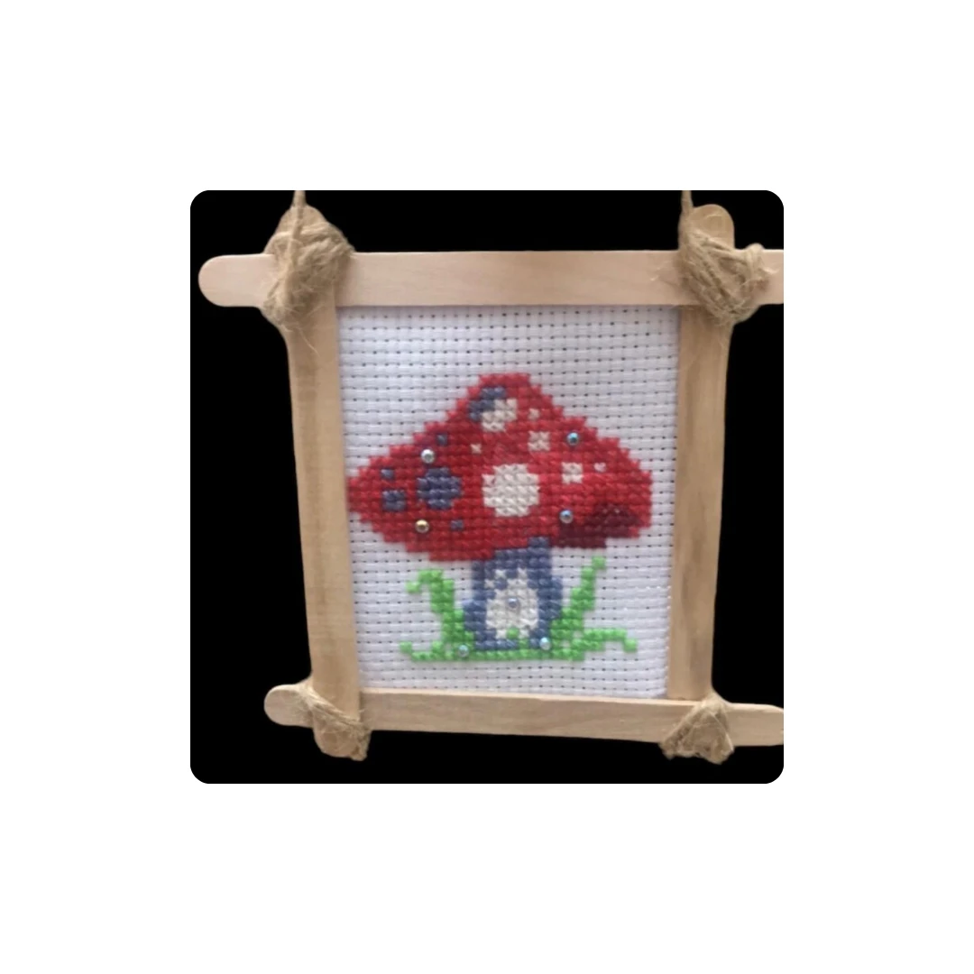 🧵 Wool Embroidery in Plastic Frame – A Handcrafted Touch, Ready to Display