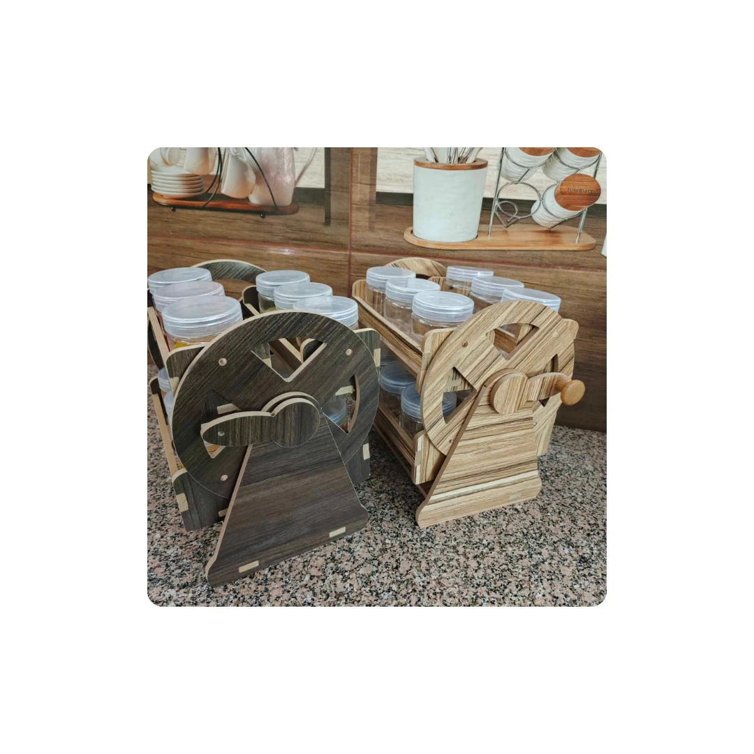 Elegant Spice Stand with 12 Clear Plastic Jars
