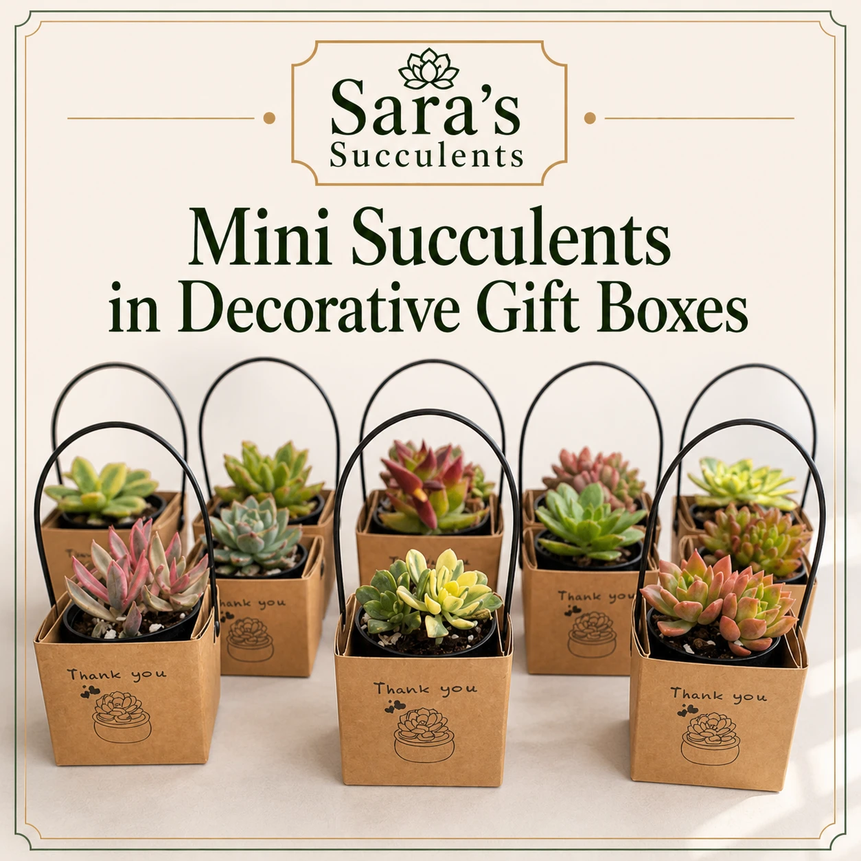 🌿 Mini Succulents in Decorative Gift Boxes