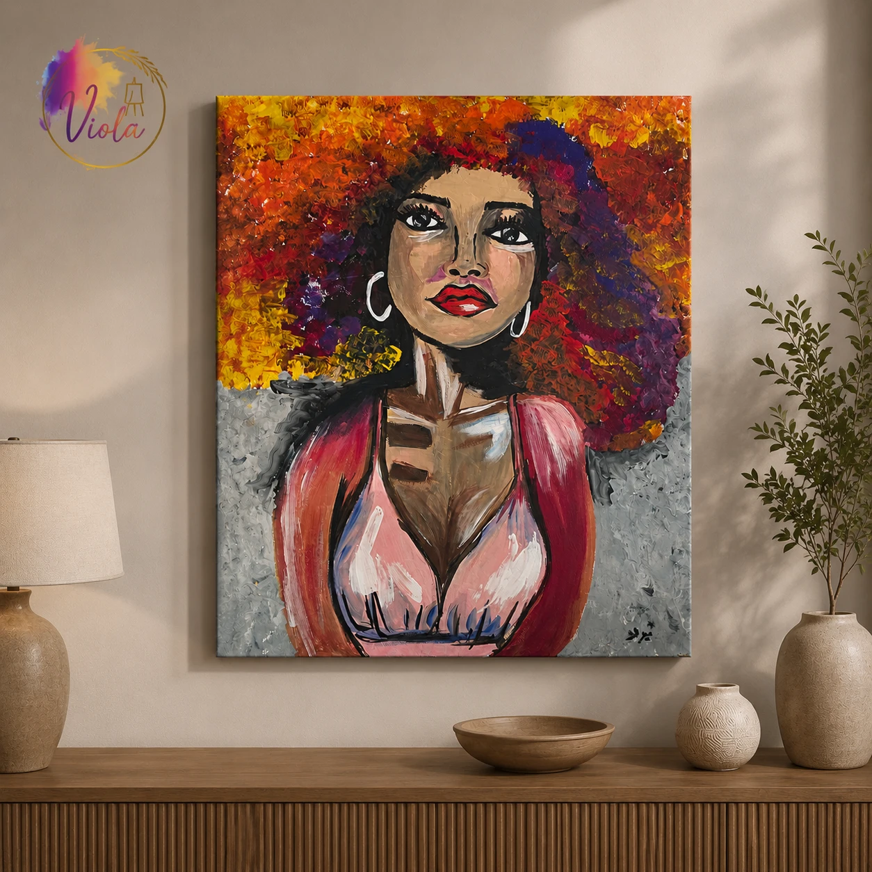 Hand-Painted Portrait Canvas Artwork | 60×70 cm | By Viola Artist