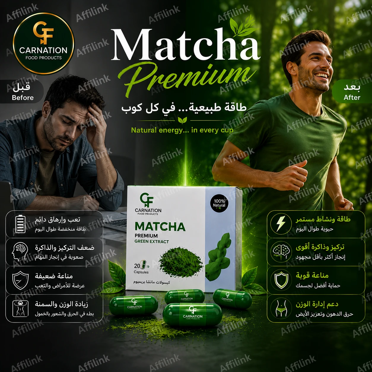 Premium Japanese Matcha Capsules – Natural Energy, Enhanced Focus & Antioxidant 