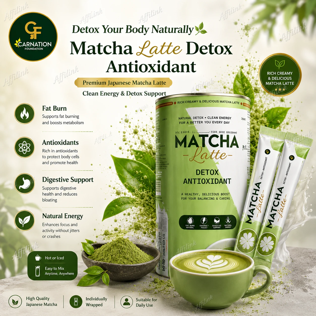 Matcha Latte Detox – Premium Japanese Matcha with a Smooth, Creamy Latte Experie