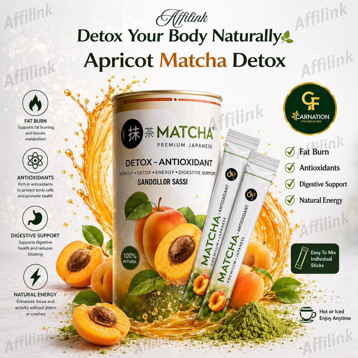 Premium Japanese Apricot Matcha Detox – Authentic Matcha with a Refreshing Apric