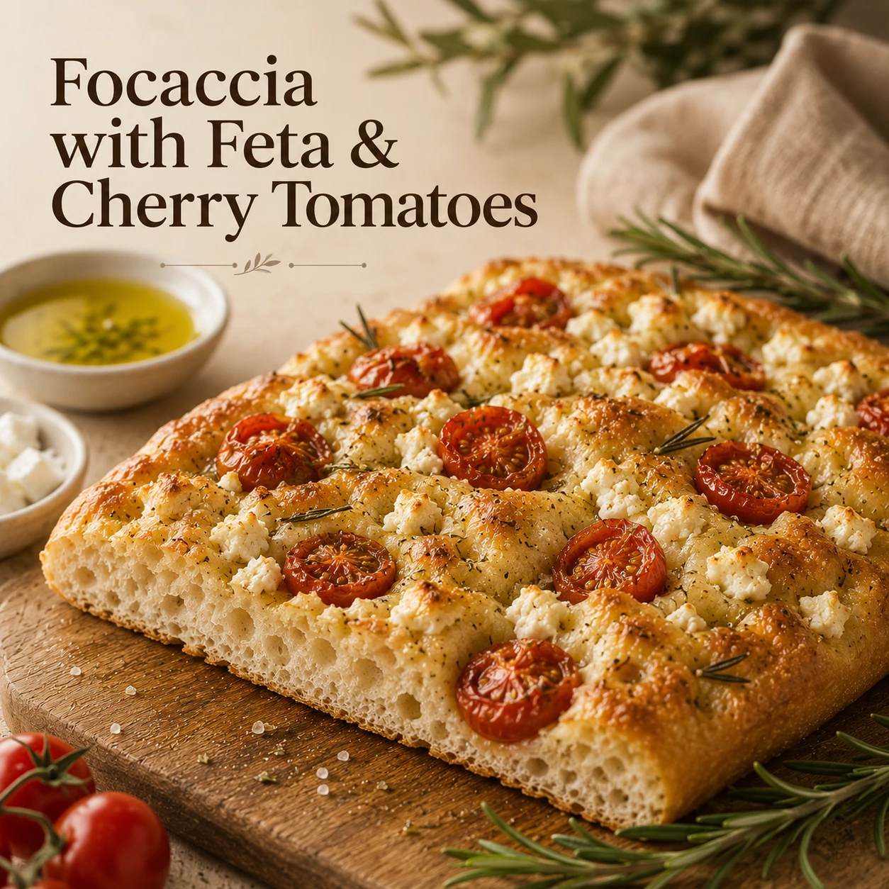 Focaccia with Feta & Cherry Tomatoes