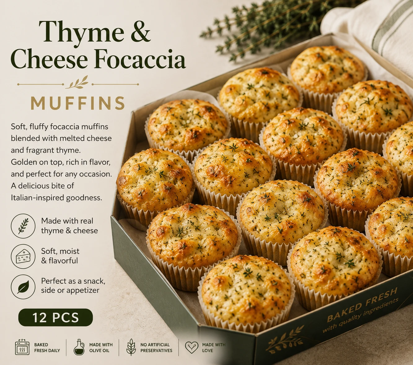 Thyme & Cheese Focaccia