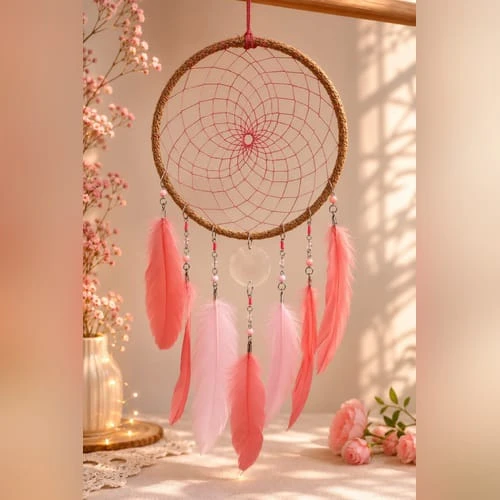 Soft & Sweet – Peach & Pink Dreamcatcher