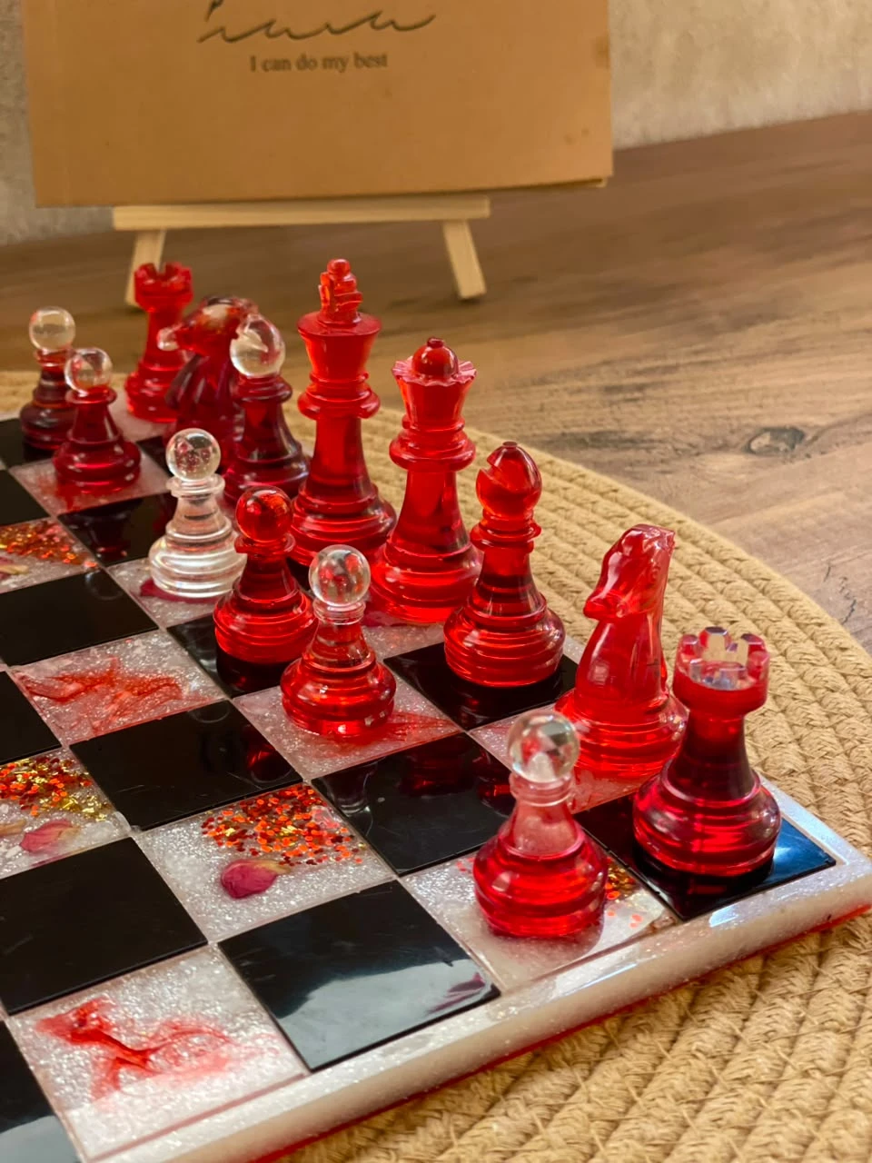 Handcrafted Resin Chess Board – 30 × 30 cm