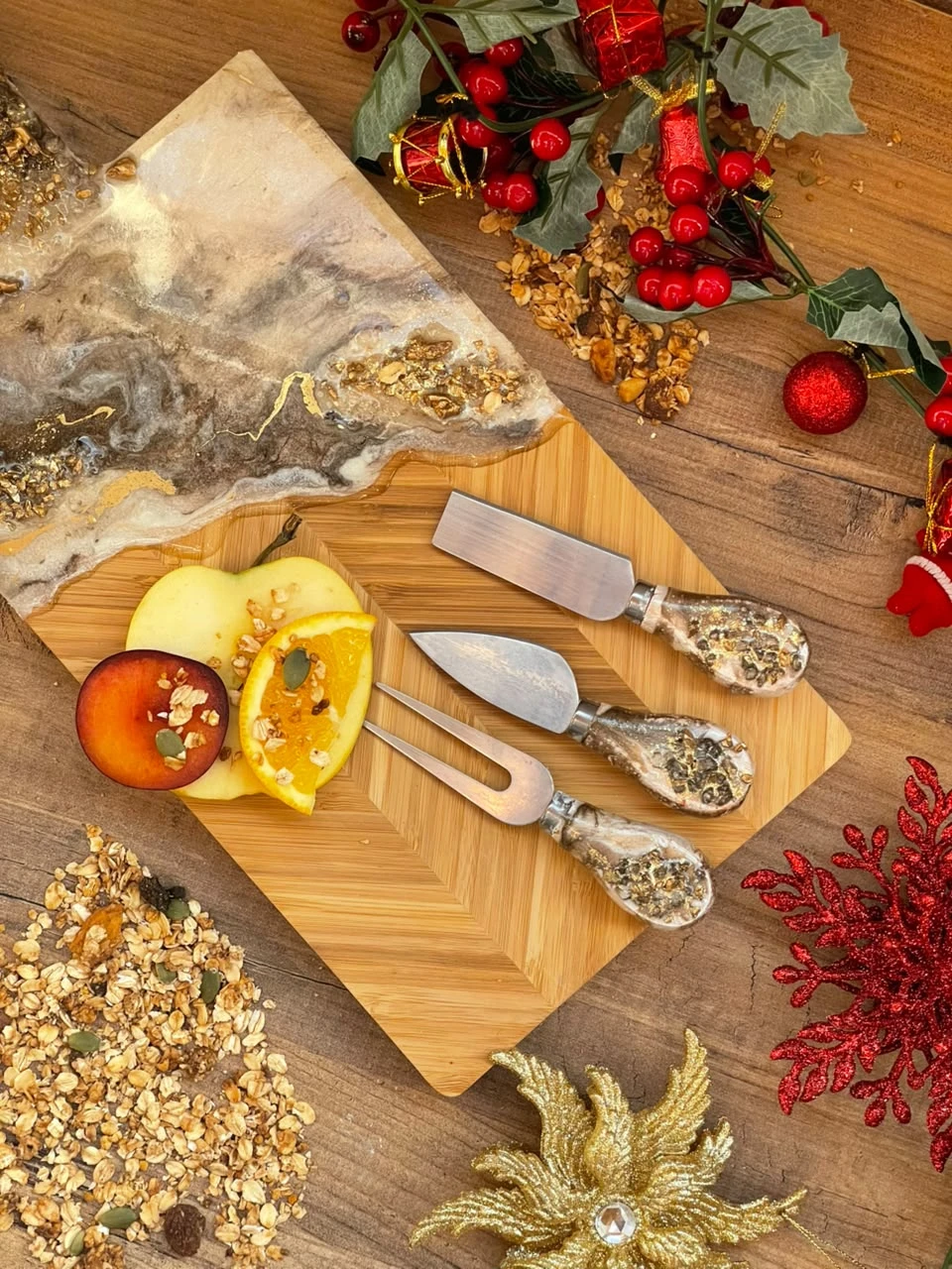 Handcrafted Resin Cheese Board – 30 × 25 cm
