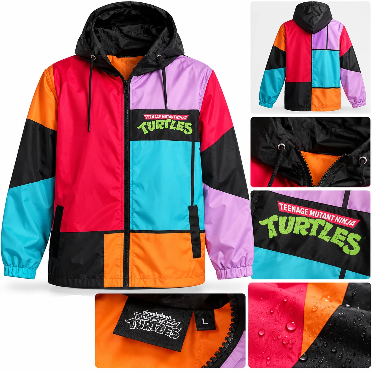 Teenage Mutant Ninja Turtles Hooded Rain Jacket – Multicolor | Size L