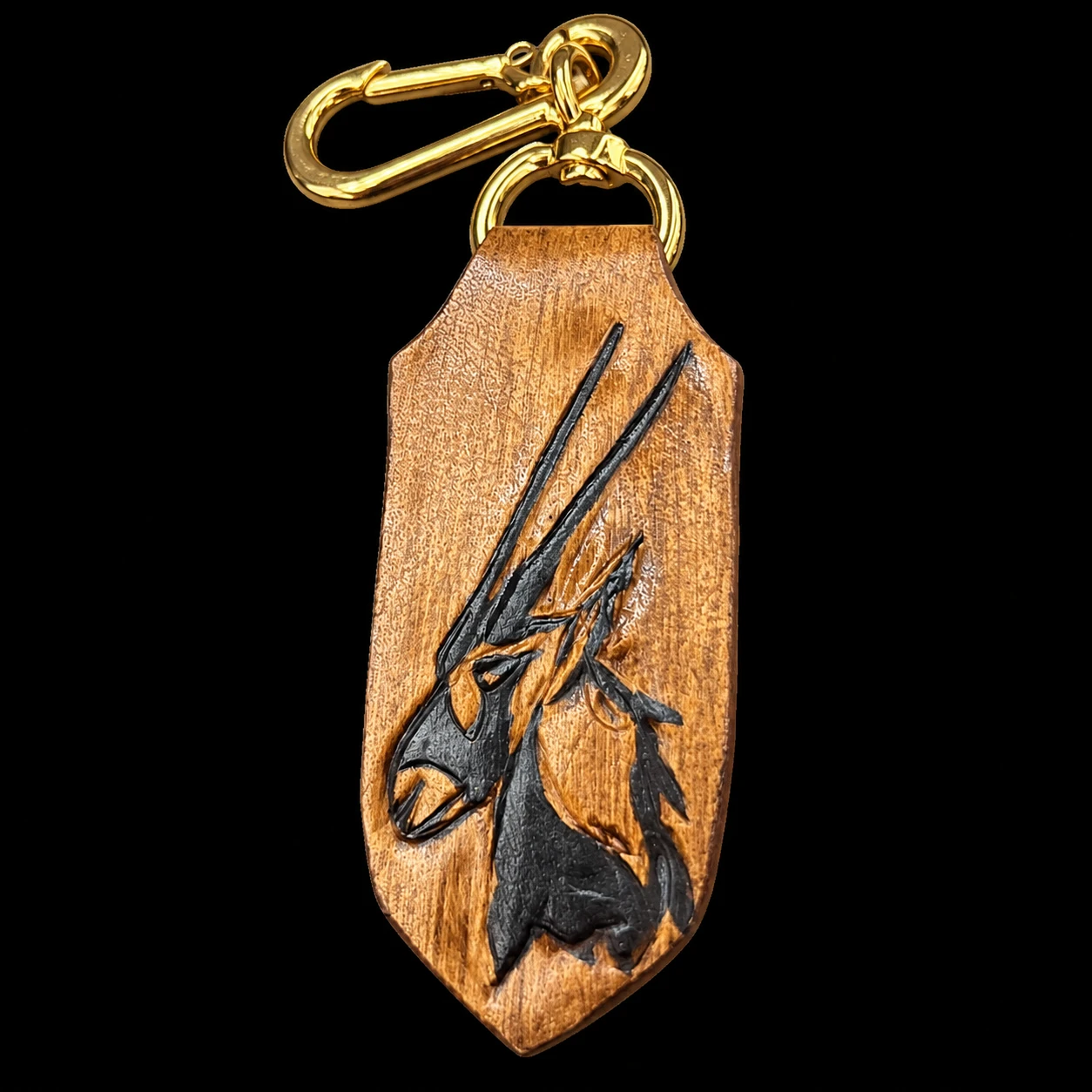 Handcrafted Arabian Oryx Leather Keychain – Embossed & Aged